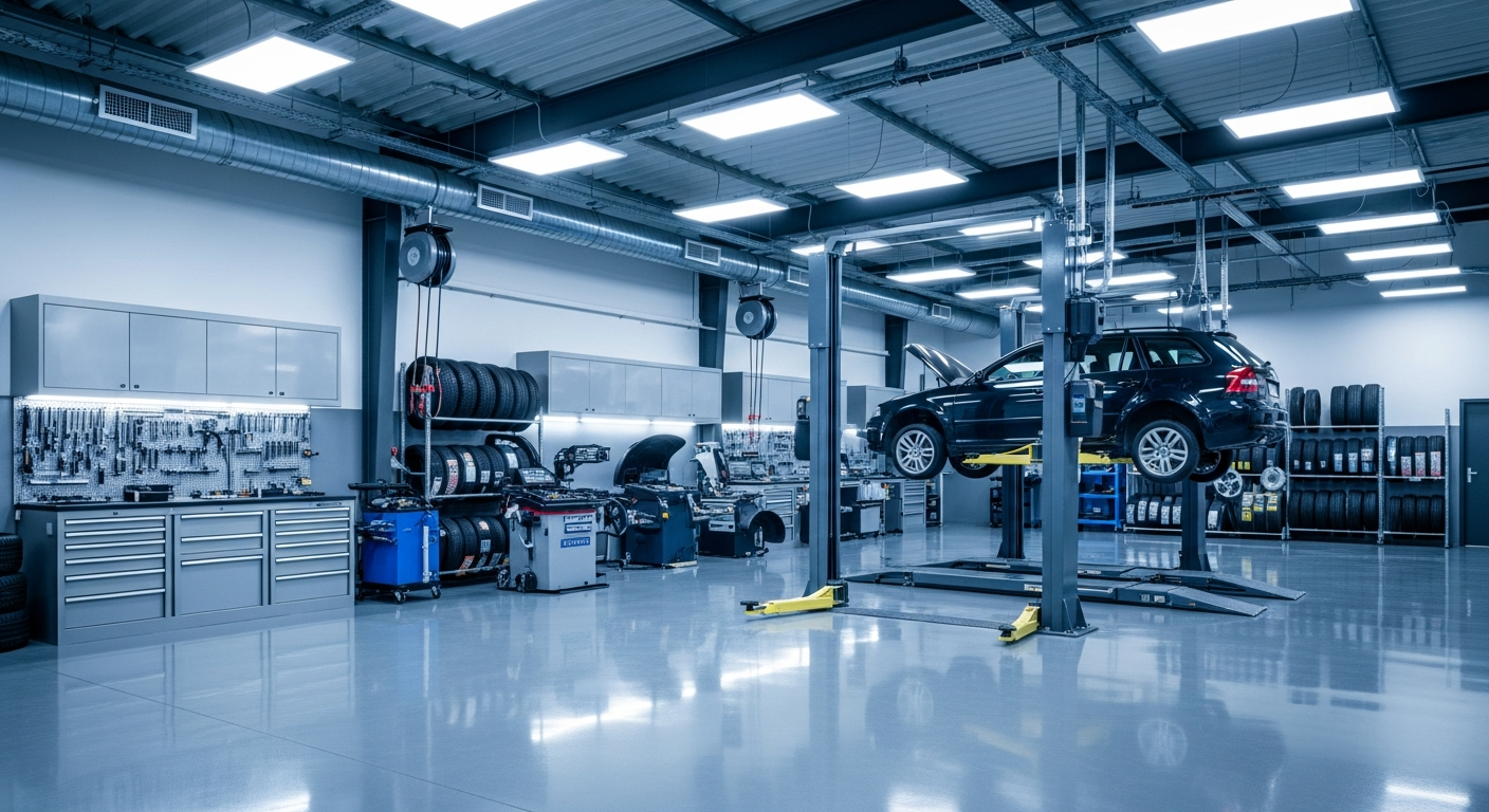 Werkstatt mit Hebebuehne